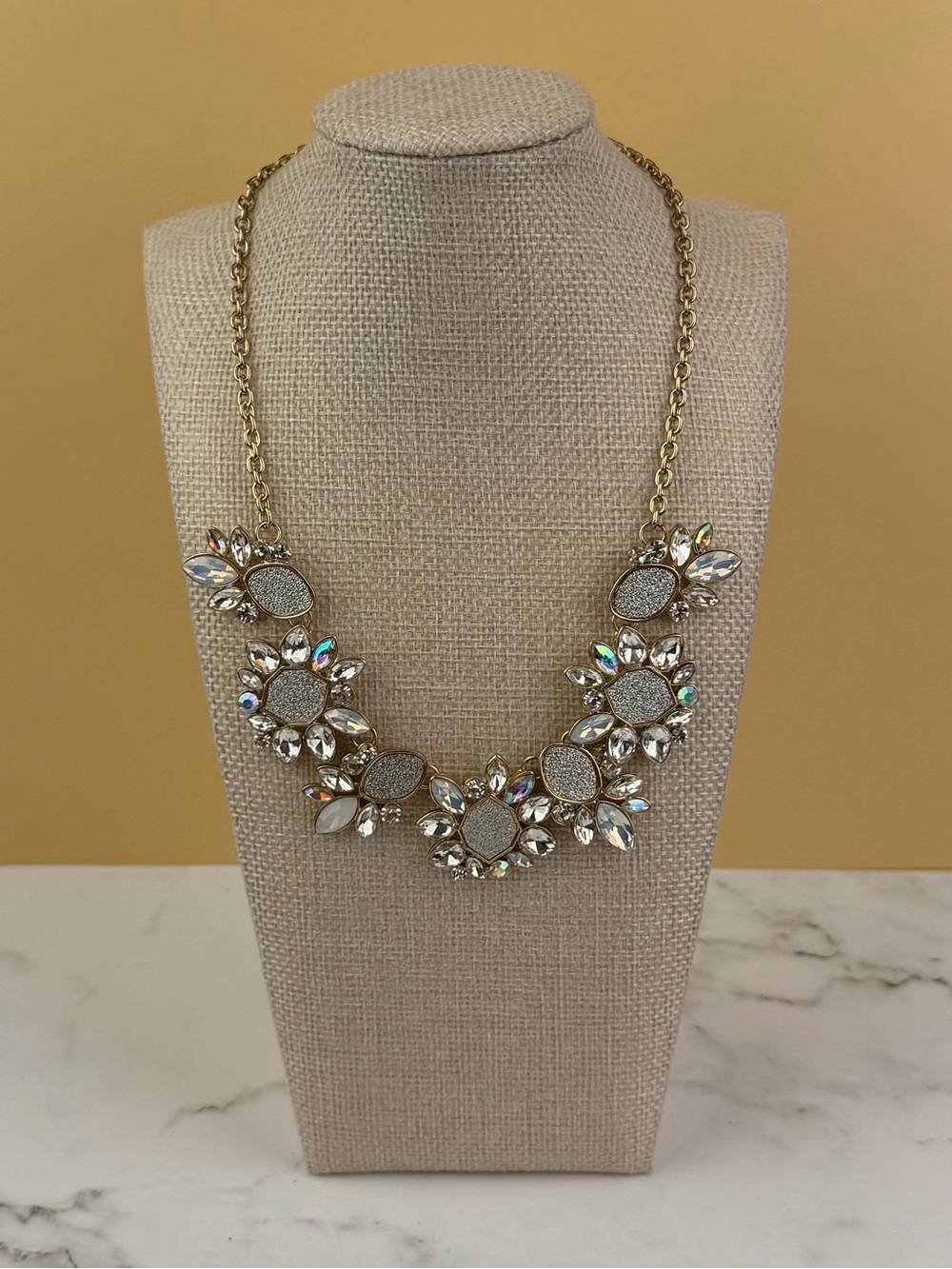 Charming Charlie Sparkle Druzy & AB Crystal Floral Collar Statement Neck